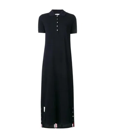 THOM BROWNE CENTER-BACK STRIPE PIQUÉ POLO DRESS