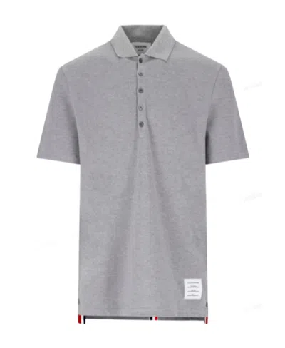 Thom Browne Short-sleeve Cotton Polo Shirt In Gray