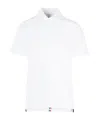 Thom Browne Center-back Stripe Piqué Polo In White