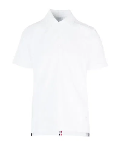 Thom Browne Center-back Stripe Piqué Polo In White