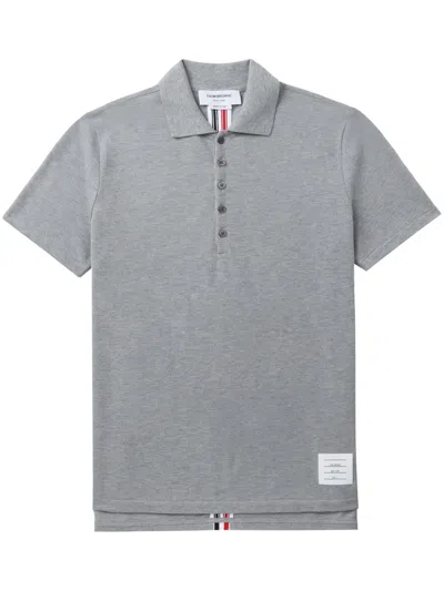 Thom Browne Rwb-stripe Polo Shirt In Gray