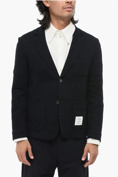 Thom Browne Center Vent Notch Lapel 2-button Blazer In Black