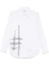 Thom Browne Chain Blanket-stitch Shirt In White