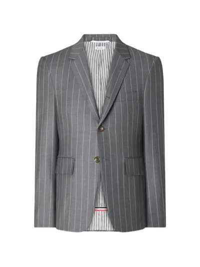 Thom Browne Chalk-stripe Wool Jacket In Gray