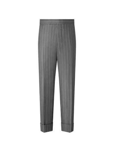 Thom Browne Chalk-stripe Wool Trousers In Gray