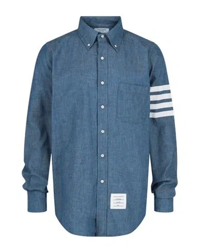 THOM BROWNE THOM BROWNE CHAMBRAY 4-BAR STRAIGHT FIT SHIRT MAN POLO SHIRT MULTICOLORED SIZE L COTTON