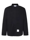Thom Browne Herringbone Wool Blend Overshirt In Azul