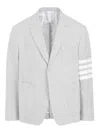 Thom Browne 4-bar Single-breasted Seersucker Blazer In Gray