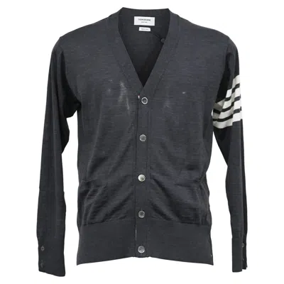 Thom Browne Charcoal Buttoned Cardigan In Grey Cashmere