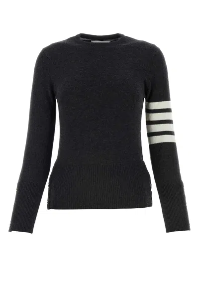 Thom Browne Charcoal Wool Sweater In Darkgrey