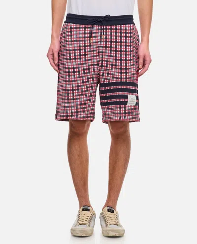 Thom Browne Check 4 Bar Sweat Cotton Shorts In Multicolour