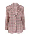 Thom Browne Check Button-front Blazer In Pink