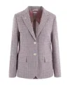 Thom Browne Checked Single-breasted Tailored Blazer In Gray