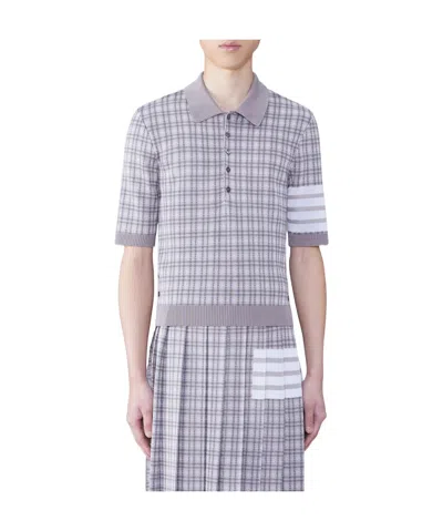 Thom Browne Check-jacquard Knitted Polo Shirt In Multicolor