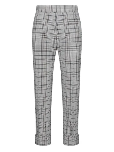 Thom Browne Check-patterb Back-strap Trousers In Blue
