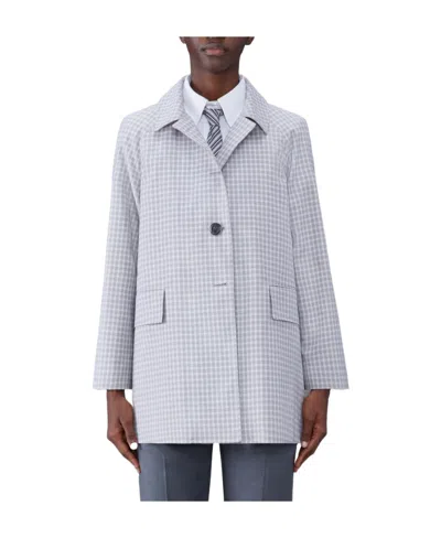 Thom Browne Check-pattern Buttoned Coat In Medium Gray