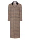 Thom Browne Check-pattern Coat In Brown