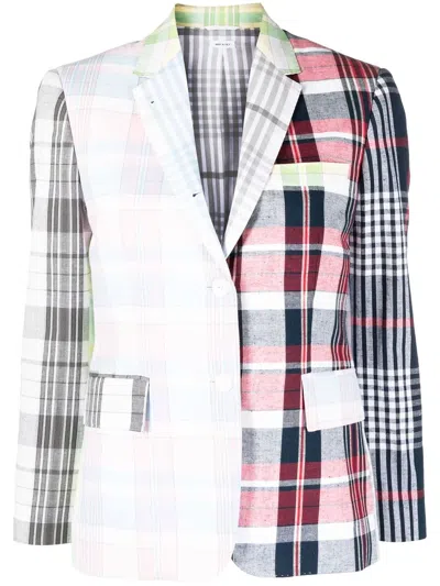 THOM BROWNE CHECK-PATTERN COTTON BLAZER