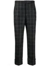 Thom Browne Check-pattern Cropped Trousers In Grey
