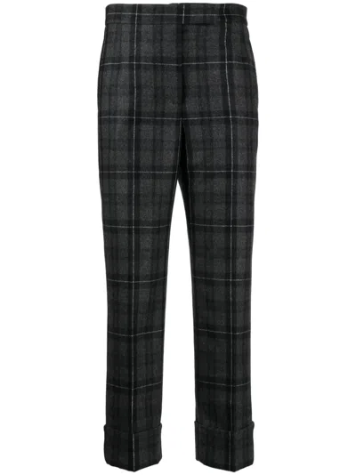 Thom Browne Check-pattern Cropped Trousers In Grey