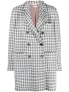 Thom Browne Check-pattern Oversize Coat In Grey