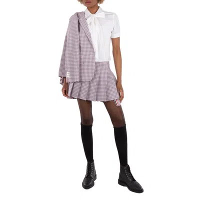 Thom Browne Check-pattern Pleated Miniskirt In Pink