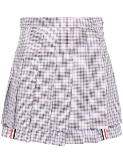 THOM BROWNE CHECK-PATTERN PLEATED MINISKIRT