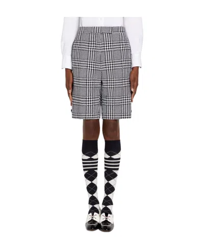 Thom Browne Check-pattern Shorts In Black