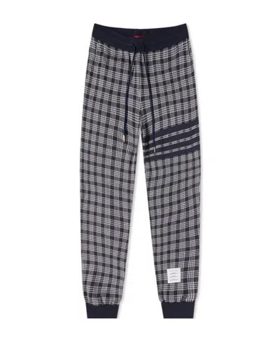 Thom Browne Check-pattern Track Pants In Gray