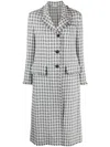 Thom Browne Check-pattern Tweed Coat In Grey