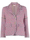 Thom Browne Check-pattern Tweed Jacket In Red