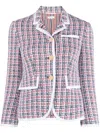 Thom Browne Tweed-jacke Mit Check In Weiss