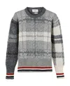 Thom Browne Check-pattern Wool-blend Jumper In Gray