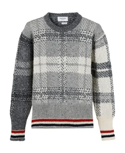 Thom Browne Check-pattern Wool-blend Jumper In Multi