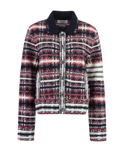THOM BROWNE THOM BROWNE CHECK-PRINTED 4-BAR BUTTONED JACKET