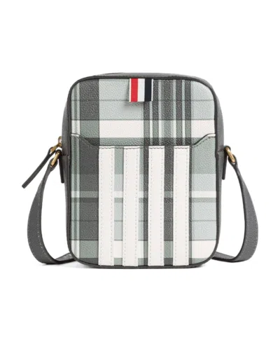Thom Browne Check-print Messenger Bag In White