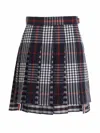 Thom Browne Mini Skirt With Pleated Design And Tricolor Detail In Blue