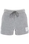Thom Browne Cotton Tweed Drawstring Shorts In Grey