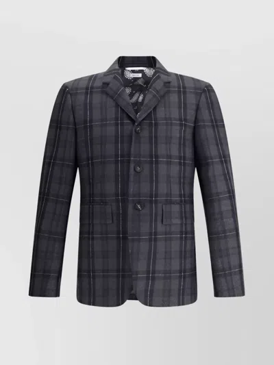 THOM BROWNE CHECK WOOL BLAZER LAPEL