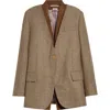 Thom Browne Check Wool Blazer With Removable Vest In Brown