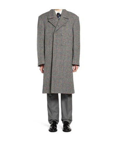 Thom Browne Checked Double-breasted Coat In Multi