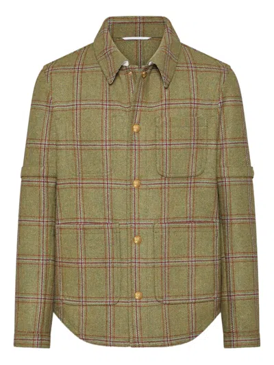 Thom Browne Checked Jacket In Green
