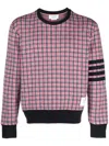 Thom Browne Checked Jacquard Crew-neck Sweatshirt In White