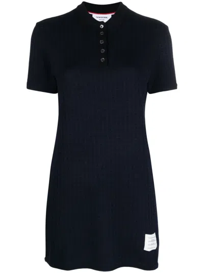 THOM BROWNE CHECKED JACQUARD POLO MINIDRESS