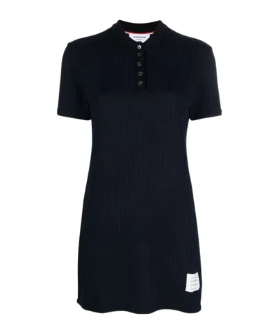 THOM BROWNE THOM BROWNE CHECKED JACQUARD SHORT-SLEEVED POLO MINI DRESS