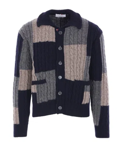 Thom Browne Checked Knitted Cardigan In Multi