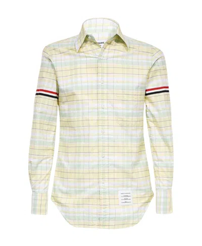 Thom Browne Checked Long-sleeved Shirt In Yellow