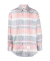 Thom Browne Wool Check Pattern Shirt With Wide Collar In White