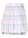 Thom Browne Checked Pleated Miniskirt In 680 Lt Pink