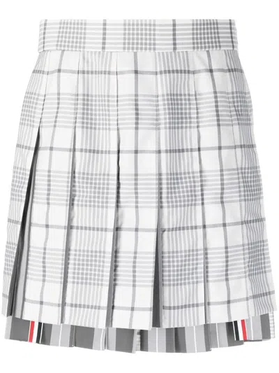 Thom Browne Karierter Faltenrock In Grey